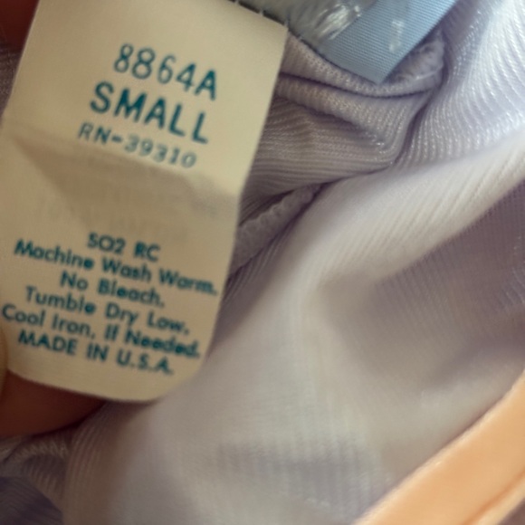 Vintage Lady Cameo Dallas Nylon Chemise Slip Blue Peach Embroider USA Size Small - Picture 9 of 11